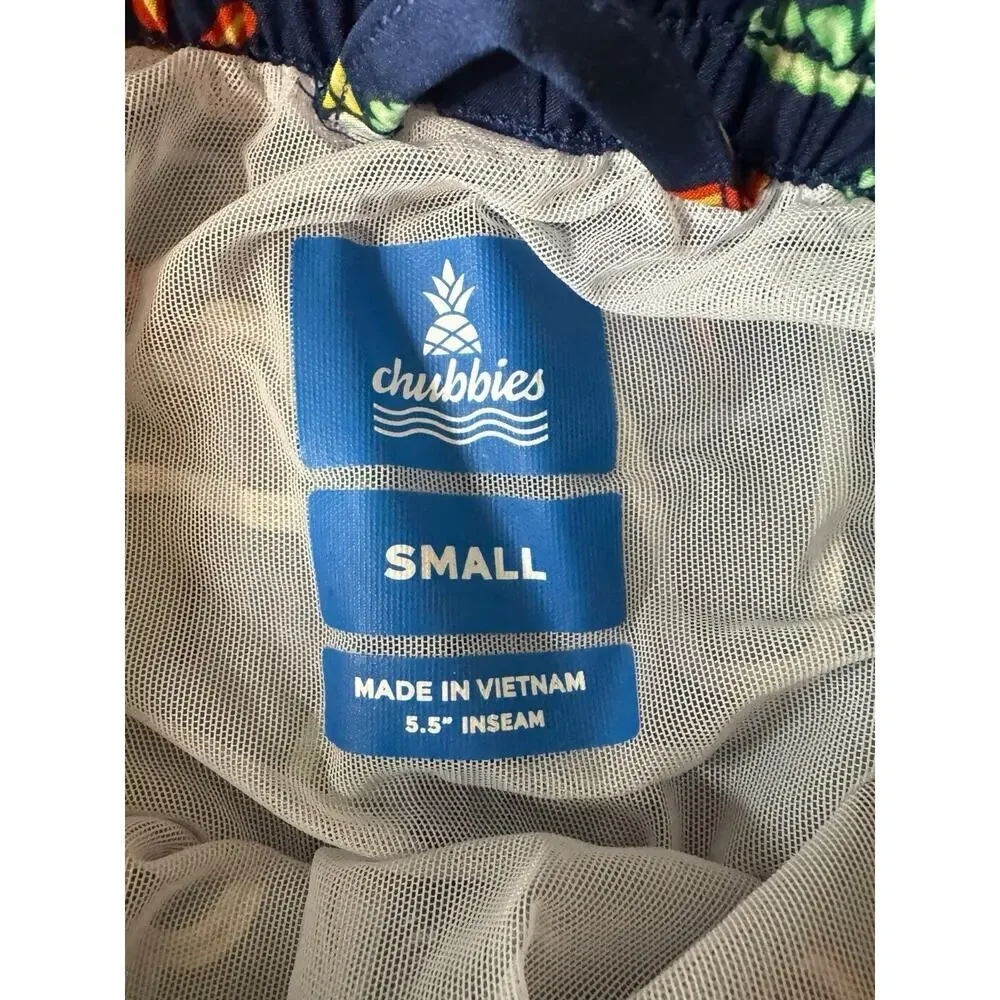 Chubbies NEW Swim Trunks Small Blue The Neon Lights 5.5